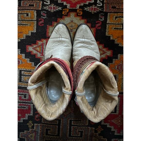 Upsicled cowboy boots boho bohemian booties feather reworked sz 8 free people - Picture 16 of 16